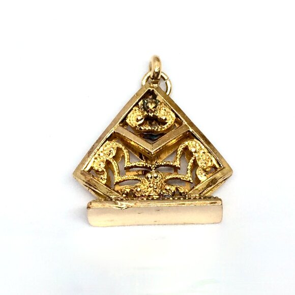VINTAGE VICTORIAN STYLE Gold Tone Watch Fob Charm Ornate Scroll Pendant